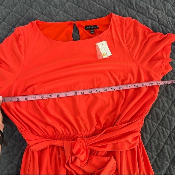 Lane Bryant Dress Women 14 16 Faux Wrap Sheath Short Sleeve Orange B11 - Picture 7 of 8